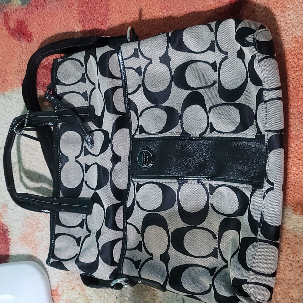 Coach Signature Stripe Fold over shoulder bag/tote